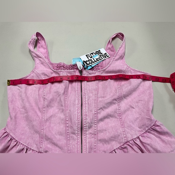 Denim Corset Top Future Collective Women's Pink Sleeveless - Picture 9 of 10